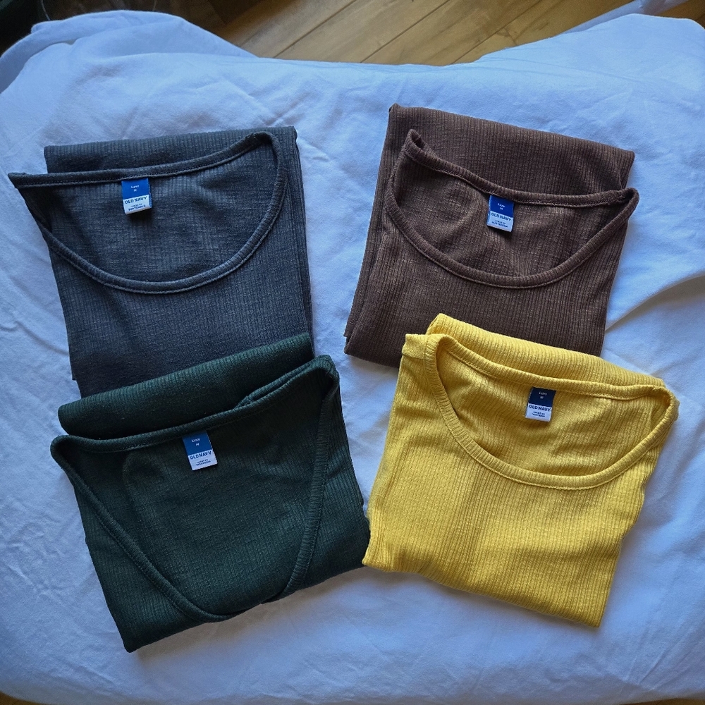 Lot Of 4 Old Navy Luxe Ribbed Tees